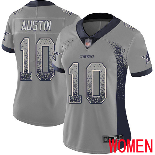 Women Dallas Cowboys Limited Gray Tavon Austin #10 Rush Drift Fashion NFL Jersey